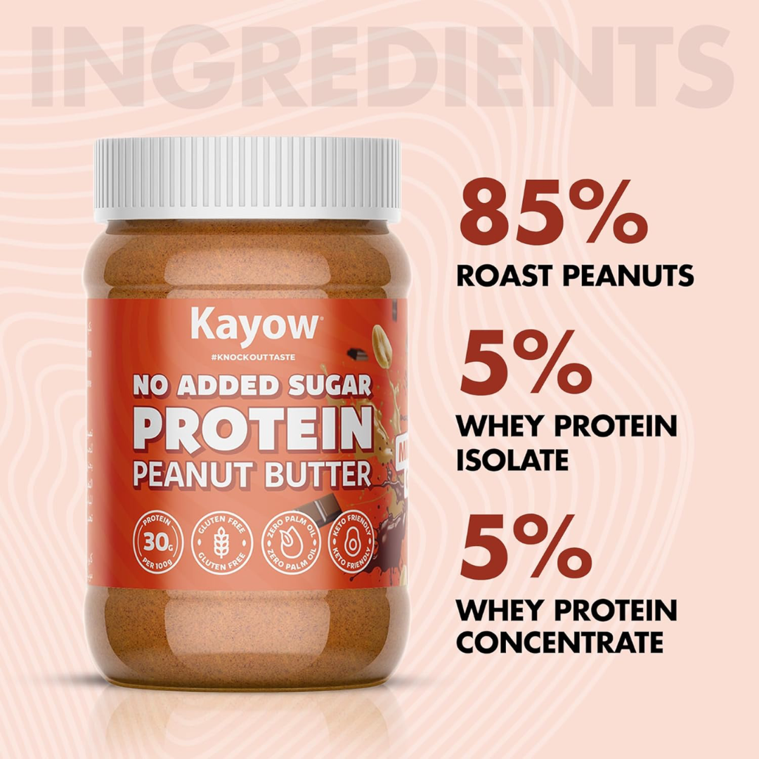 Kayow Nutrition No Added Sugar Protein Peanut Butter 350g Milk Chocolate
