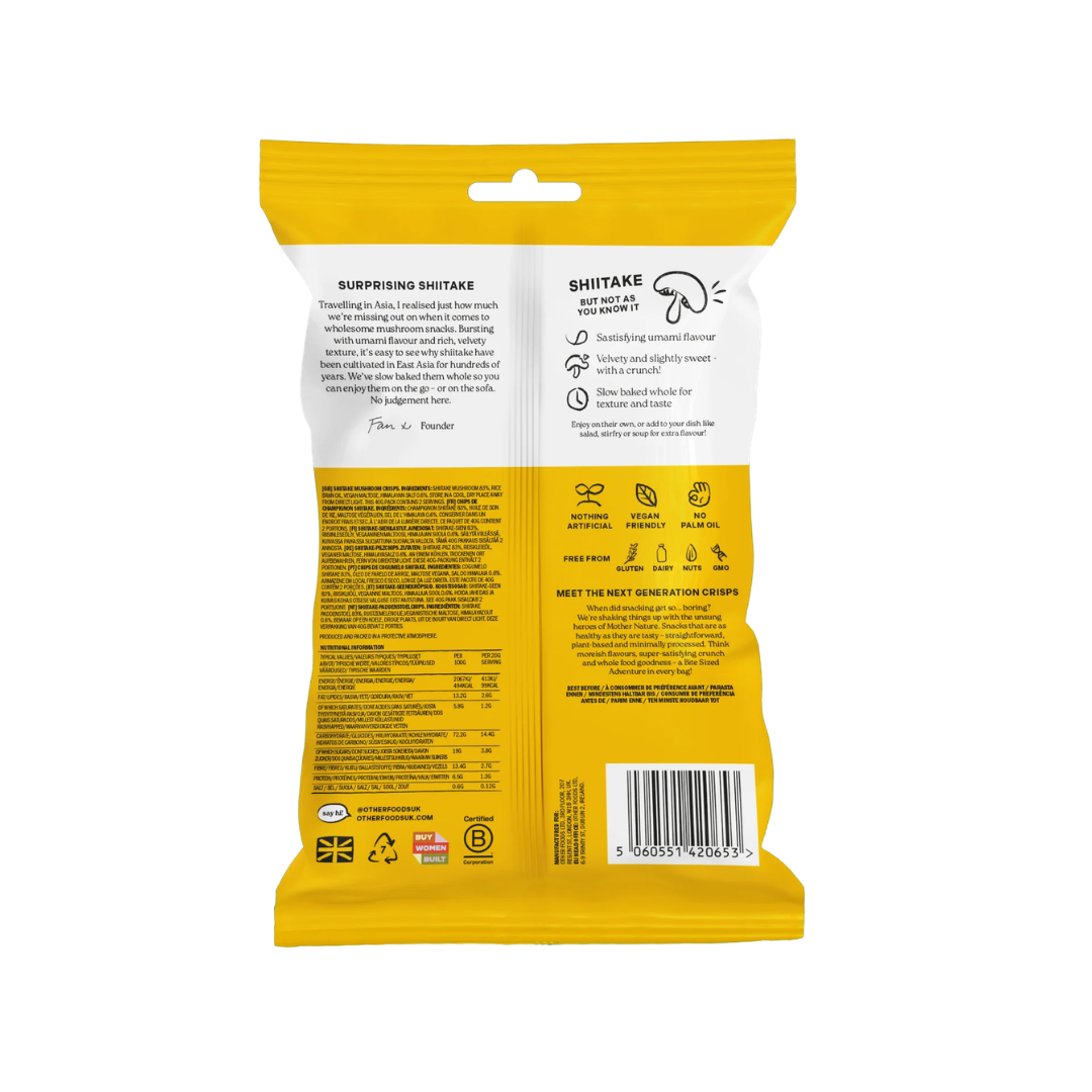 Other Foods Mushroom Crisps 8x40g Crunchy Shiitake Mushrooms