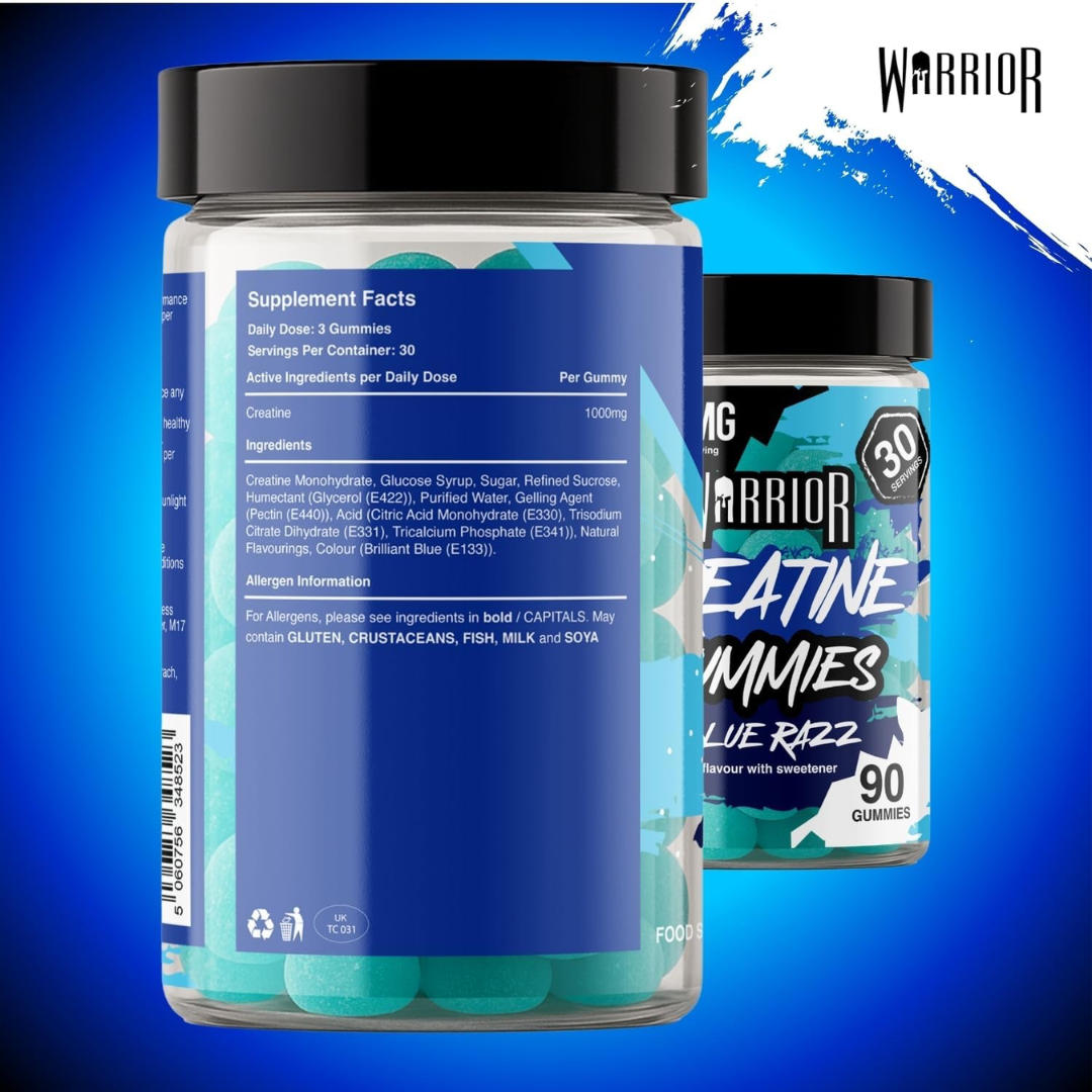 Warrior Creatine Gummies 90 Tabs Blue Razz
