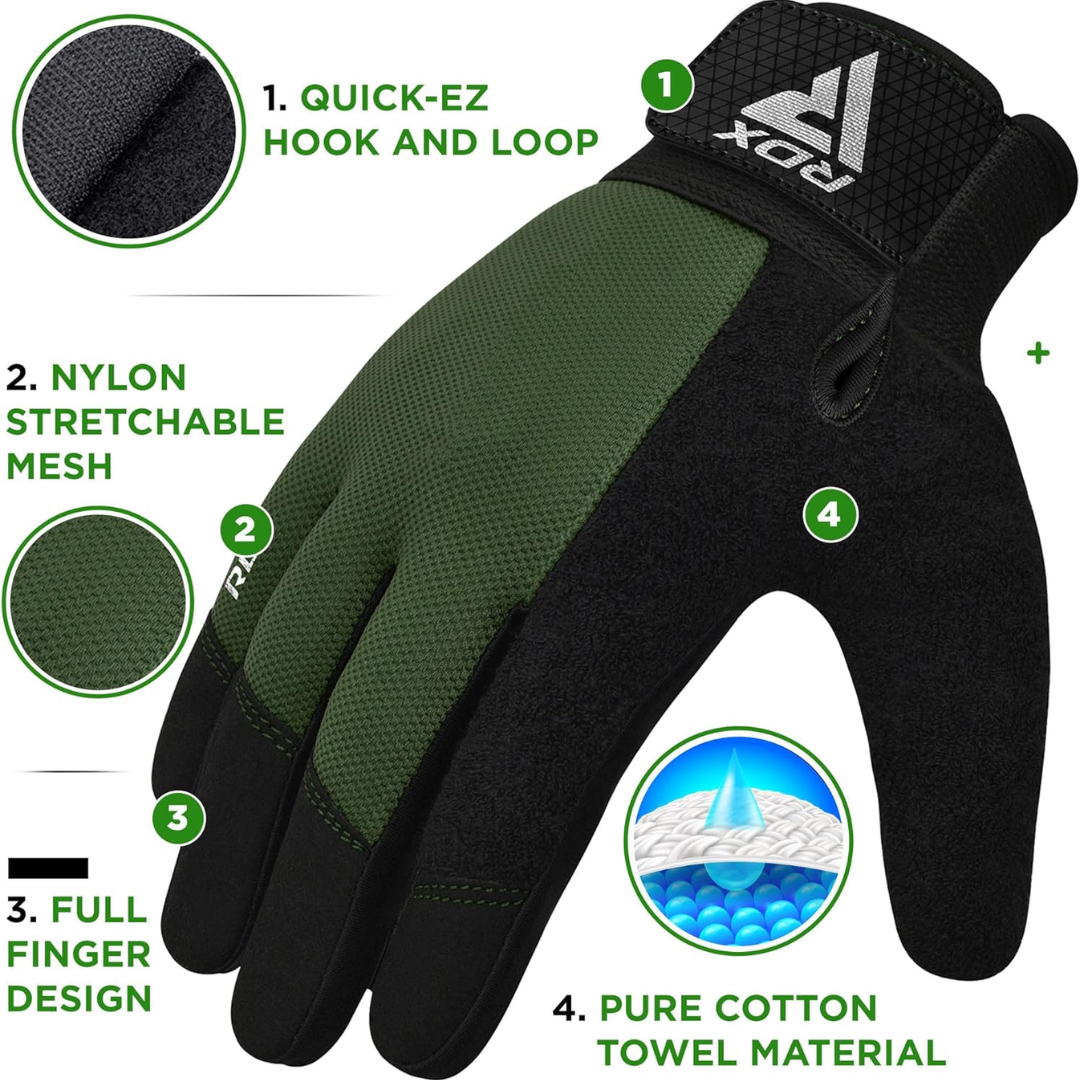 RDX Gym Weight Lifting Gloves W1 Plus XL Army Green