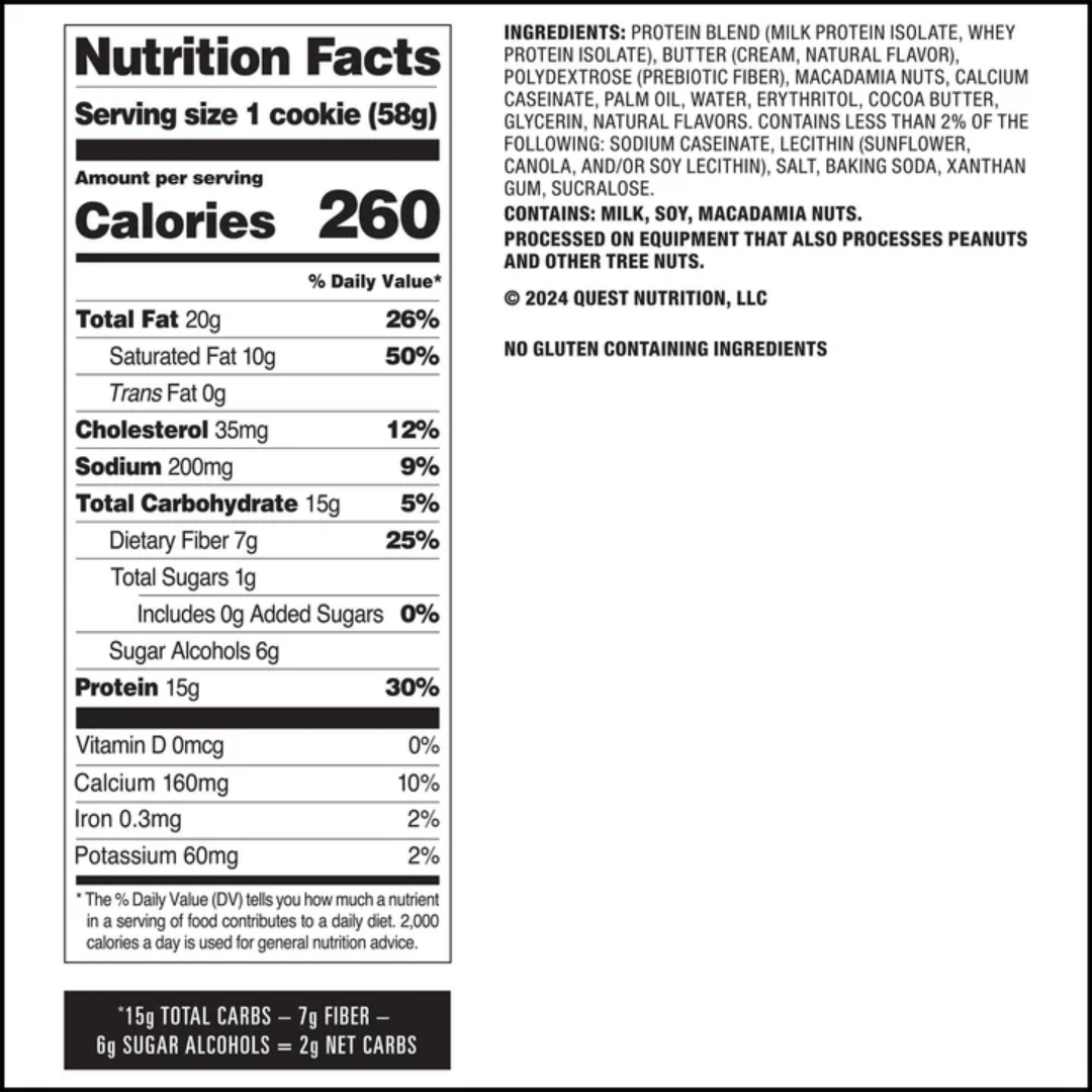 Quest Nutrition Cookie 12x58g White Chocolate Macadamia
