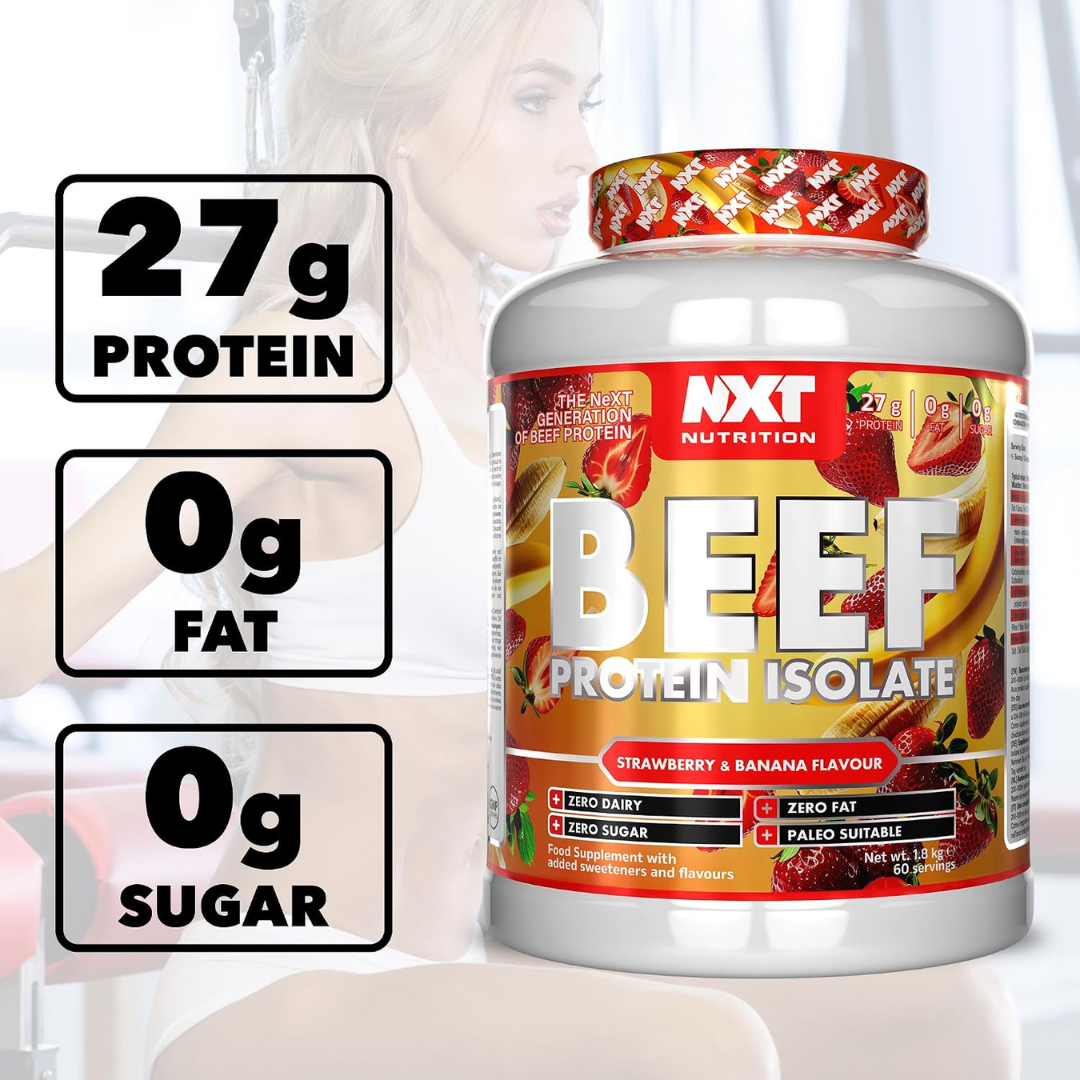 NXT Nutrition Beef Protein Isolate 1.8kg Strawberry & Banana
