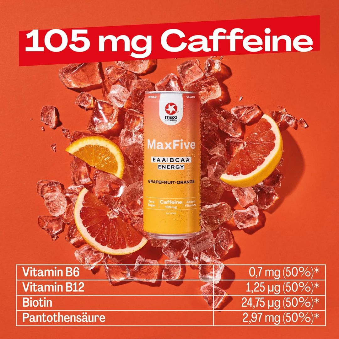 MaxiNutrition MaxFive Energy Drink 12x330ml Grapefruit Orange