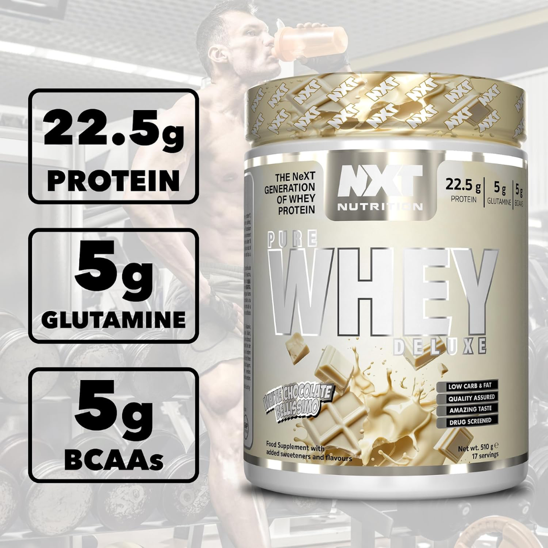 NXT Nutrition Pure Whey Deluxe 510g White Chocolate Bellissimo
