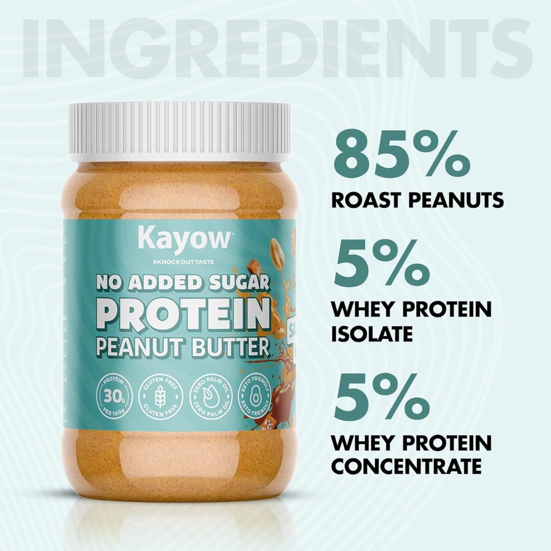 Kayow Nutrition No Added Sugar Protein Peanut Butter 350g Salted Caramel
