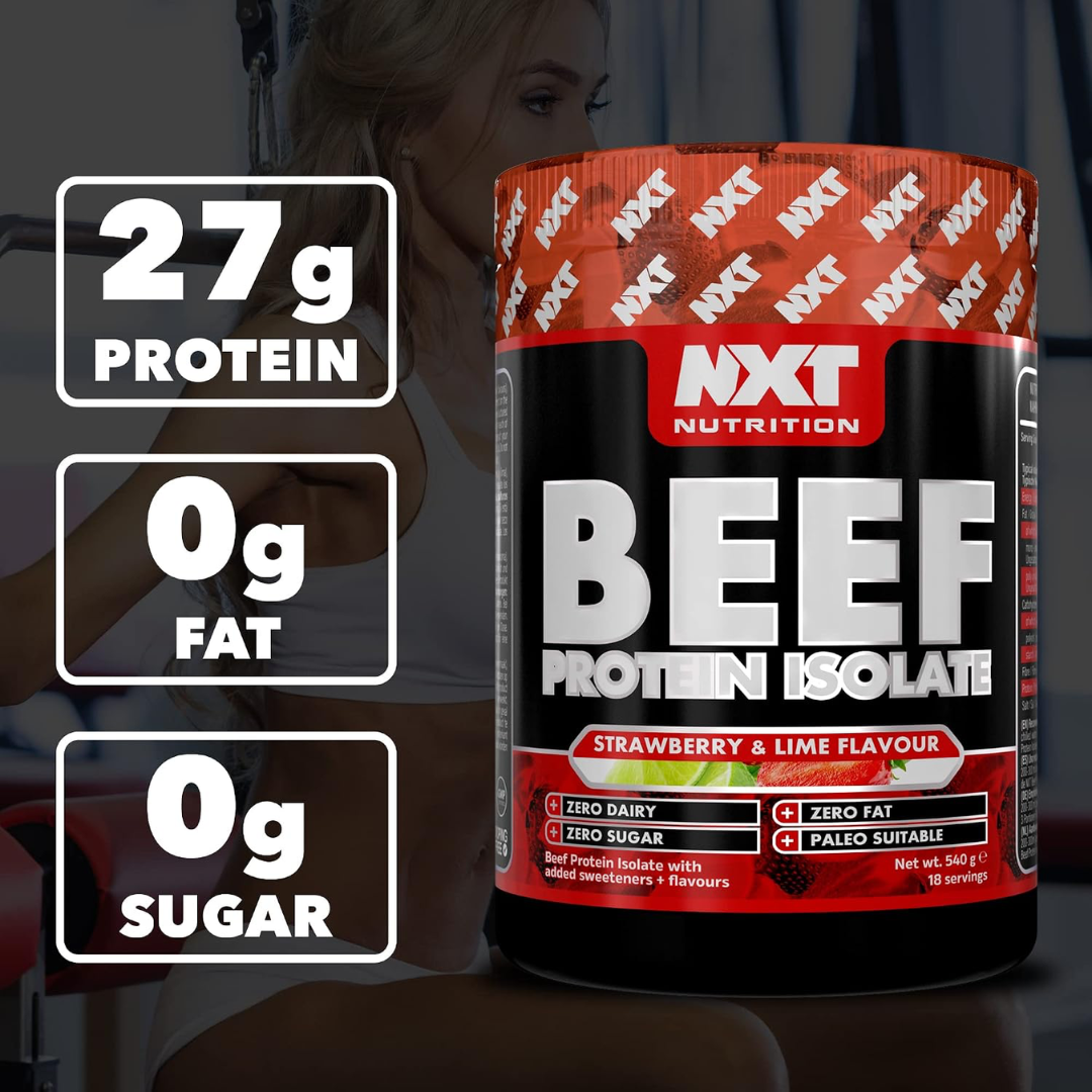 NXT Nutrition Beef Protein Isolate 540g Strawberry & Lime