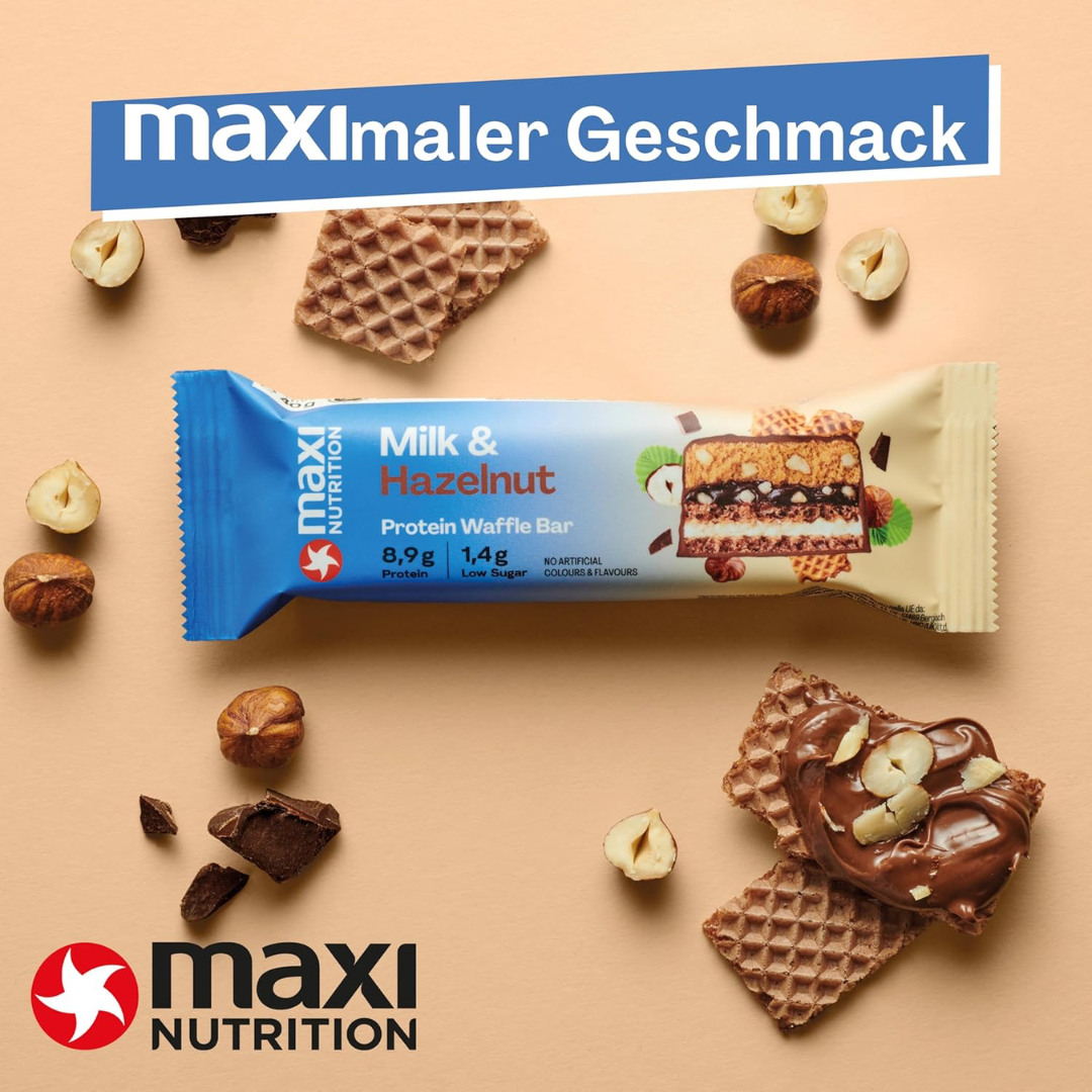 MaxiNutrition Protein Waffle Bar 12x40g Milk & Hazelnut