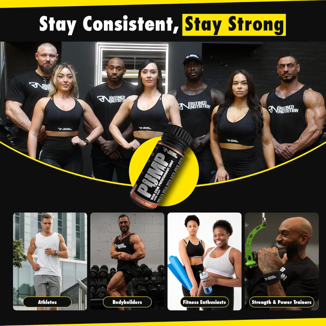 Refined Nutrition PUMP Non-Stim Pre-workout Shots 12x60ml Tropical Freeze