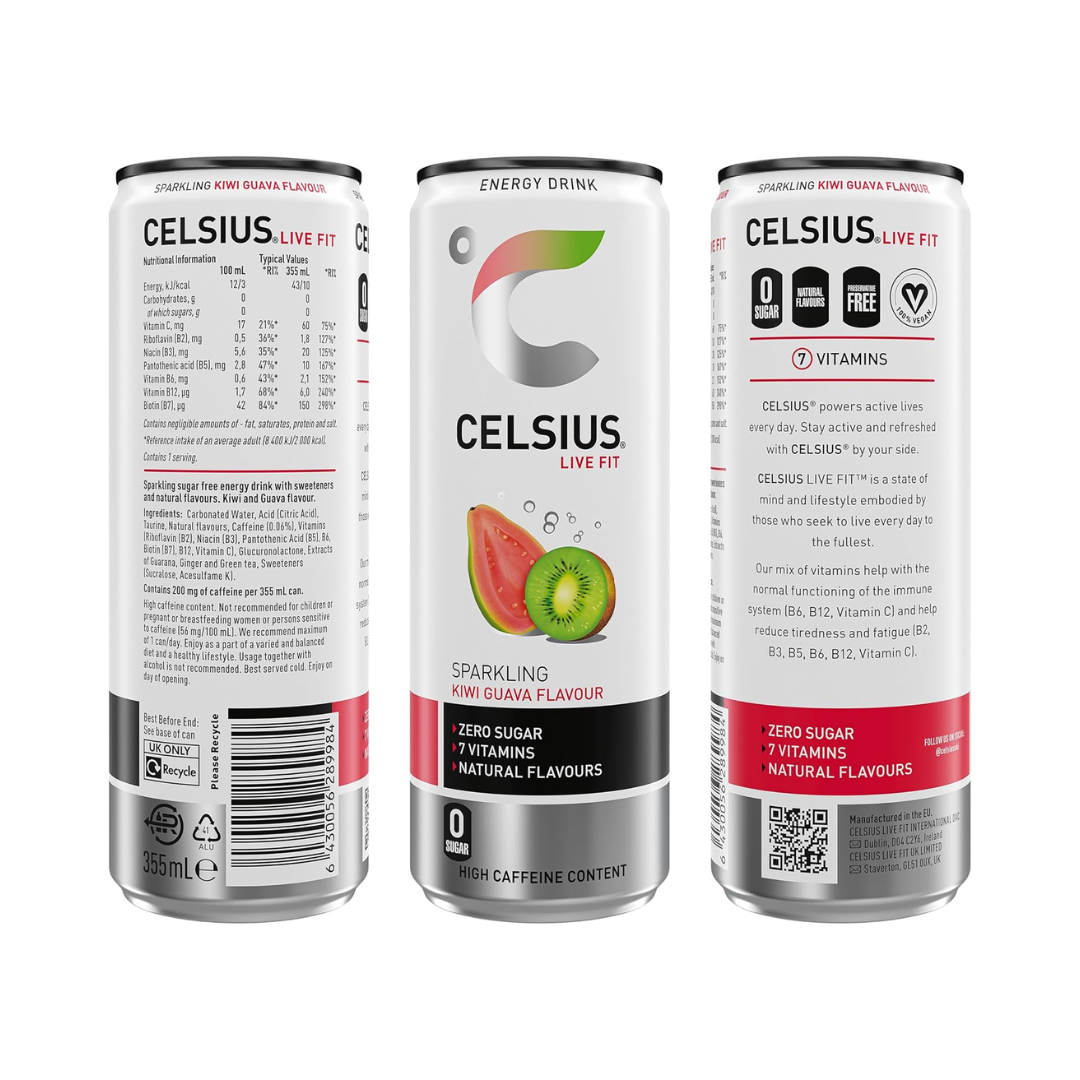 Celsius Energy Drink 12x355ml Kiwi Guava