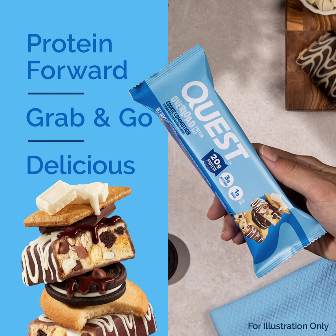Quest Nutrition Overload Protein Bar 12x60g Cookie Commotion