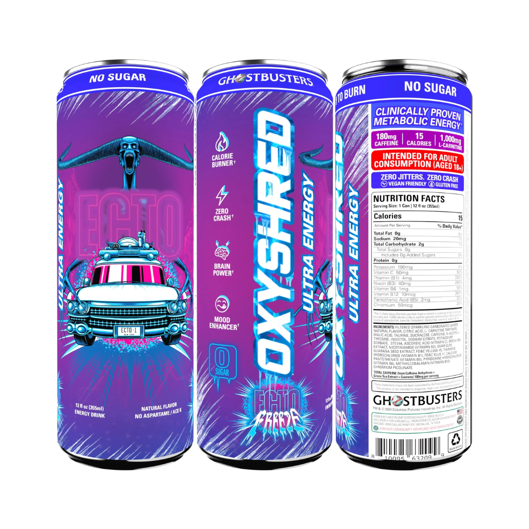 EHP Labs OxyShred Ultra Energy Drink RTD 12x355ml Ecto Freeze (Ghostbusters)