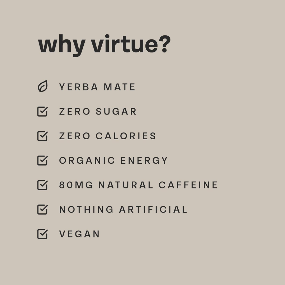 Virtue Clean Energy Yerba Mate 12x250ml Peach and Raspberry