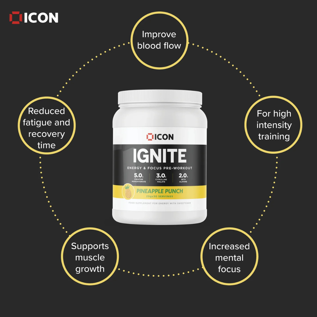 ICON Nutrition IGNITE Pre-Workout 600g Blue Raspberry