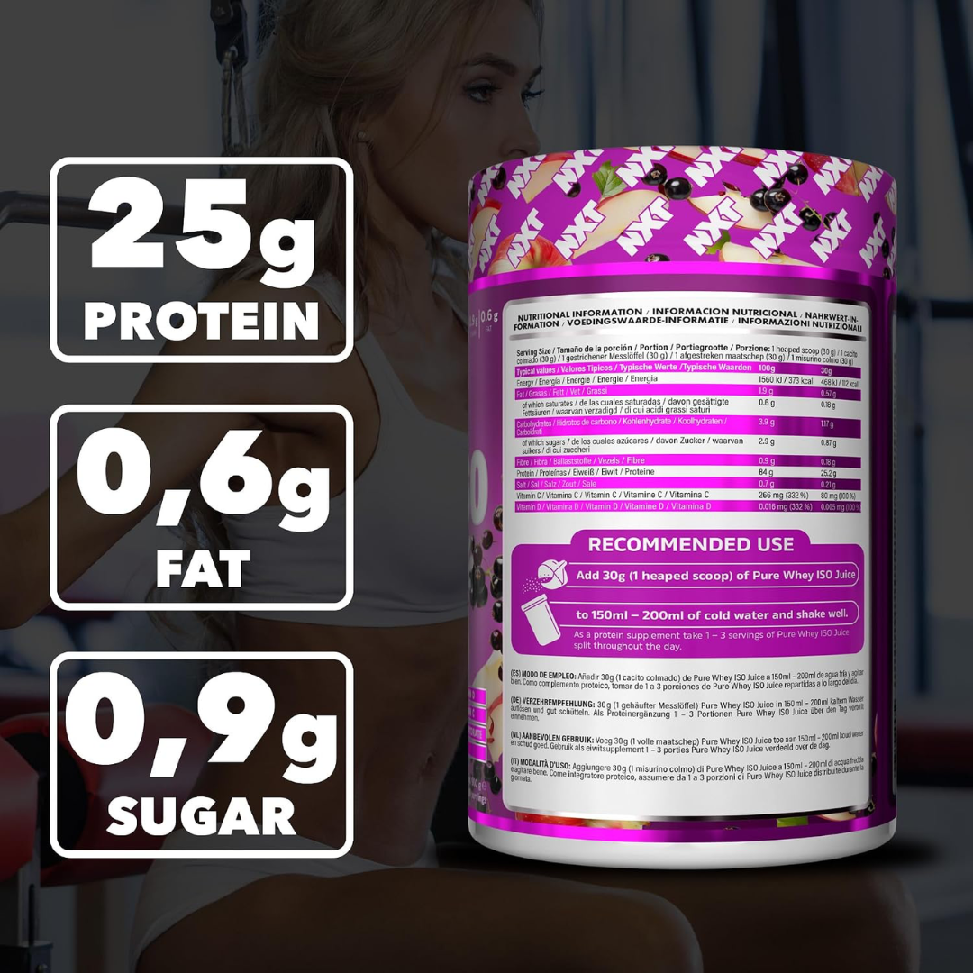 NXT Nutrition Pure Whey ISO Juice 900g Apple & Blackcurrant Squash