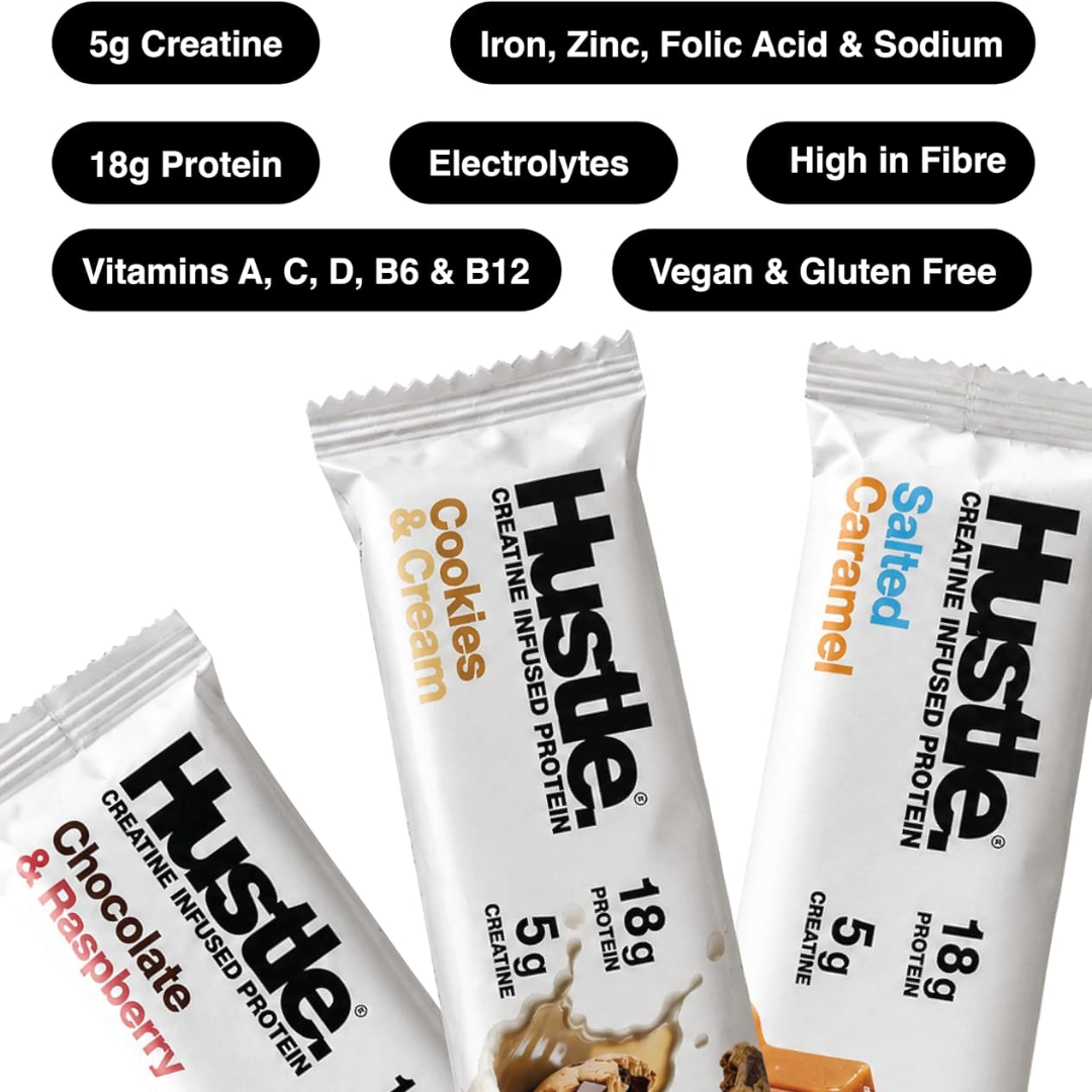 Hustle Creatine Protein Bar 12x75g Cookies & Cream
