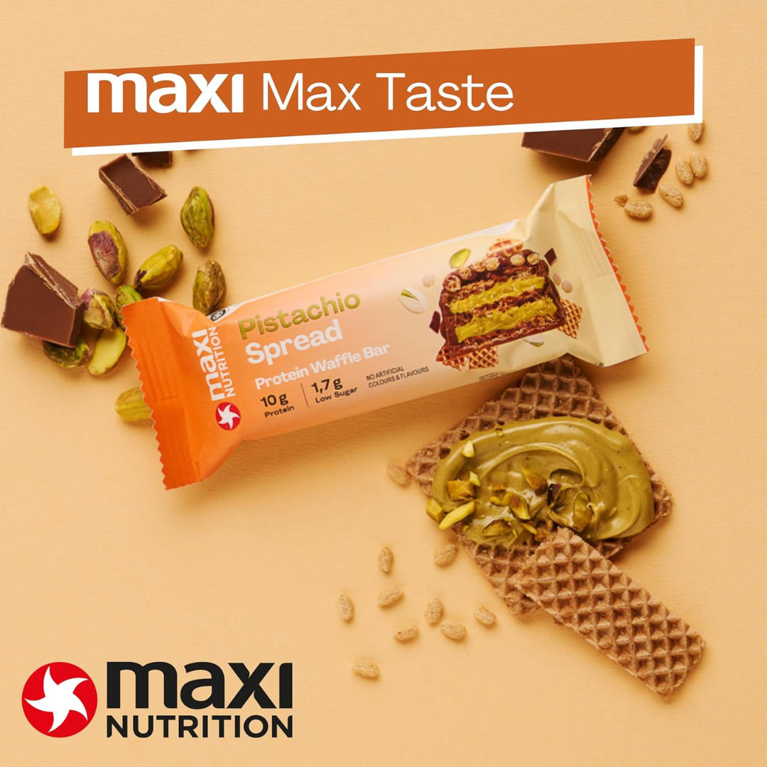 MaxiNutrition Protein Waffle Bar 12x40g Pistachio Spread