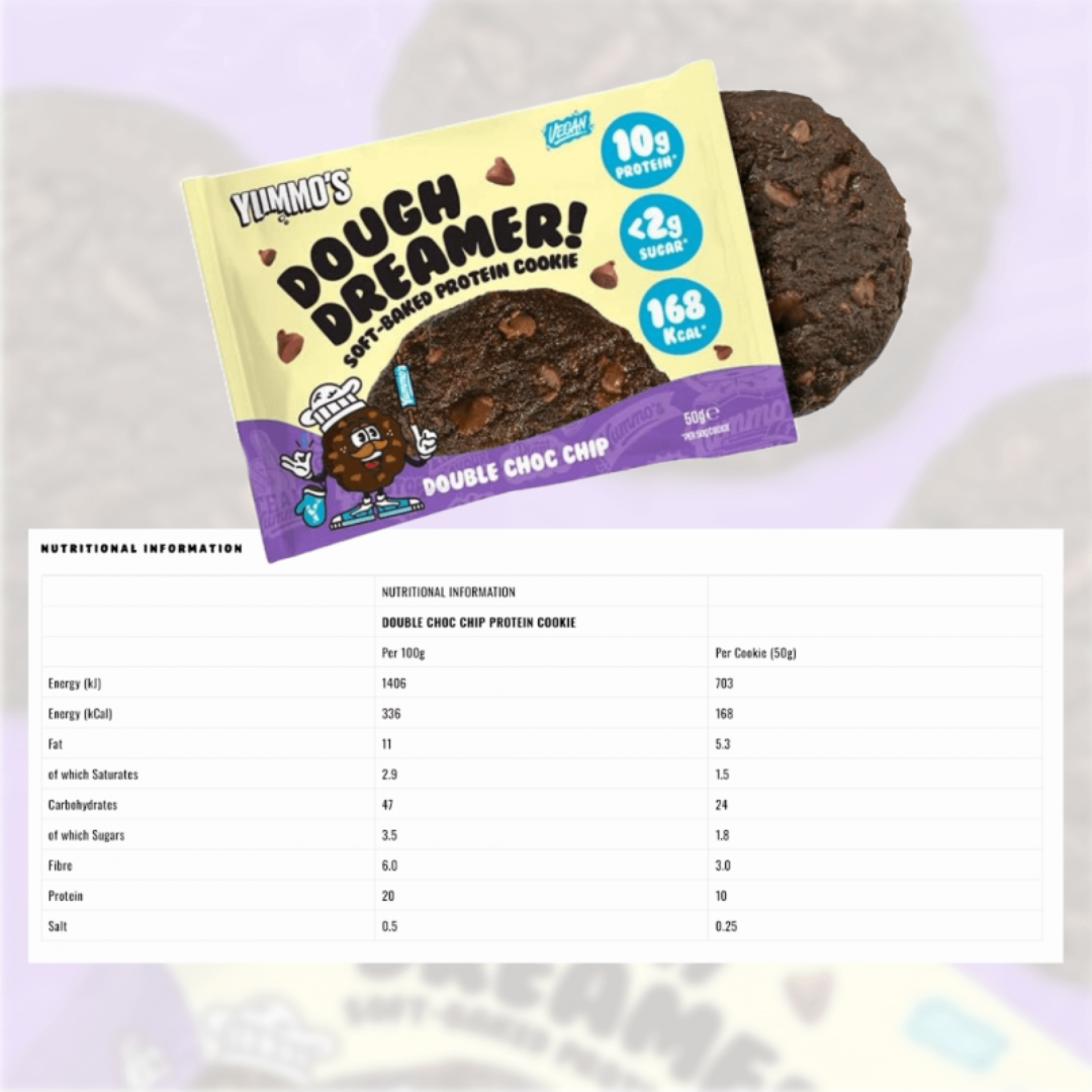 Yummo's Dough Dreamer! Vegan Protein Cookie 12x50g Double Choc Chip