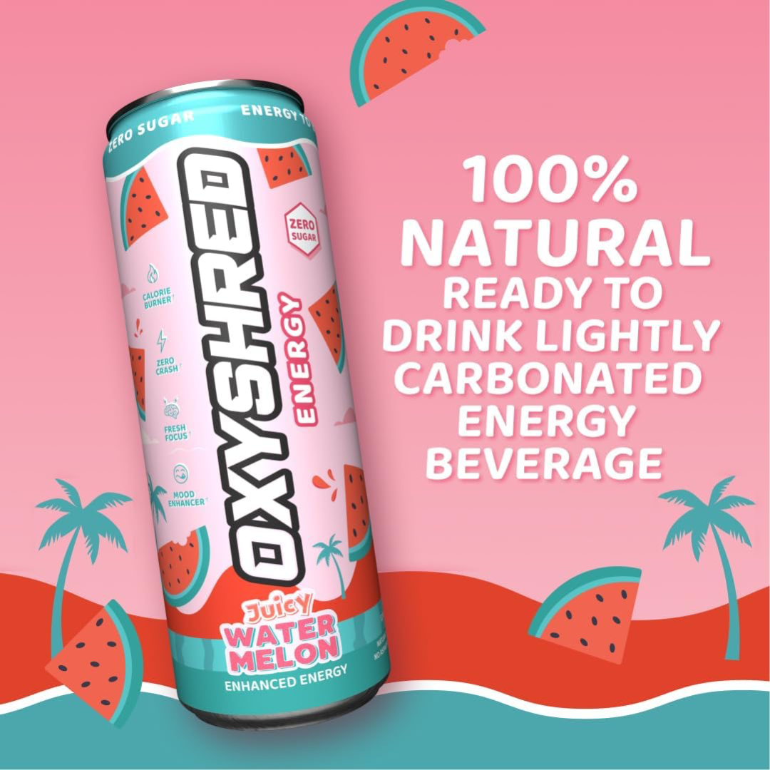 EHP Labs OxyShred Ultra Energy Drink RTD 24x355ml (6x4 Pack) Juicy Watermelon