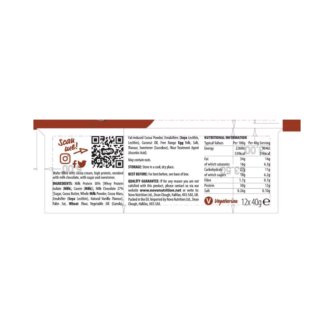 Novo Nutrition Novo Protein Wafer Bar 12x40g Milk Chocolate