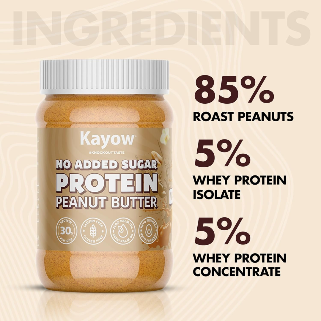 Kayow Nutrition No Added Sugar Protein Peanut Butter 350g Vanilla