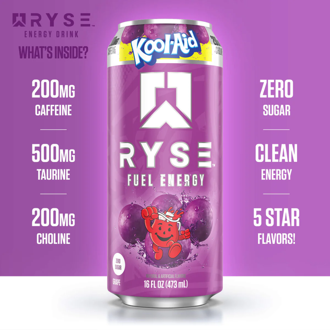 RYSE Fuel Energy 12x473ml Kool-Aid Grape