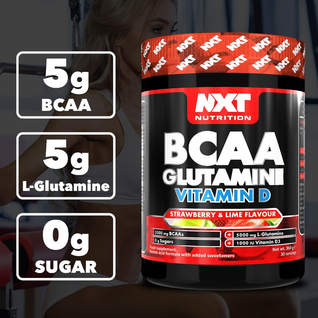 NXT Nutrition BCAA, Glutamine & VIt D 360g Strawberry Lime