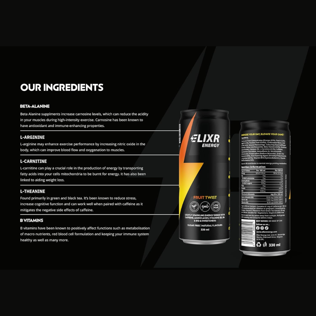 Elixr Energy Energy Drink 12x330ml Fruit Twist