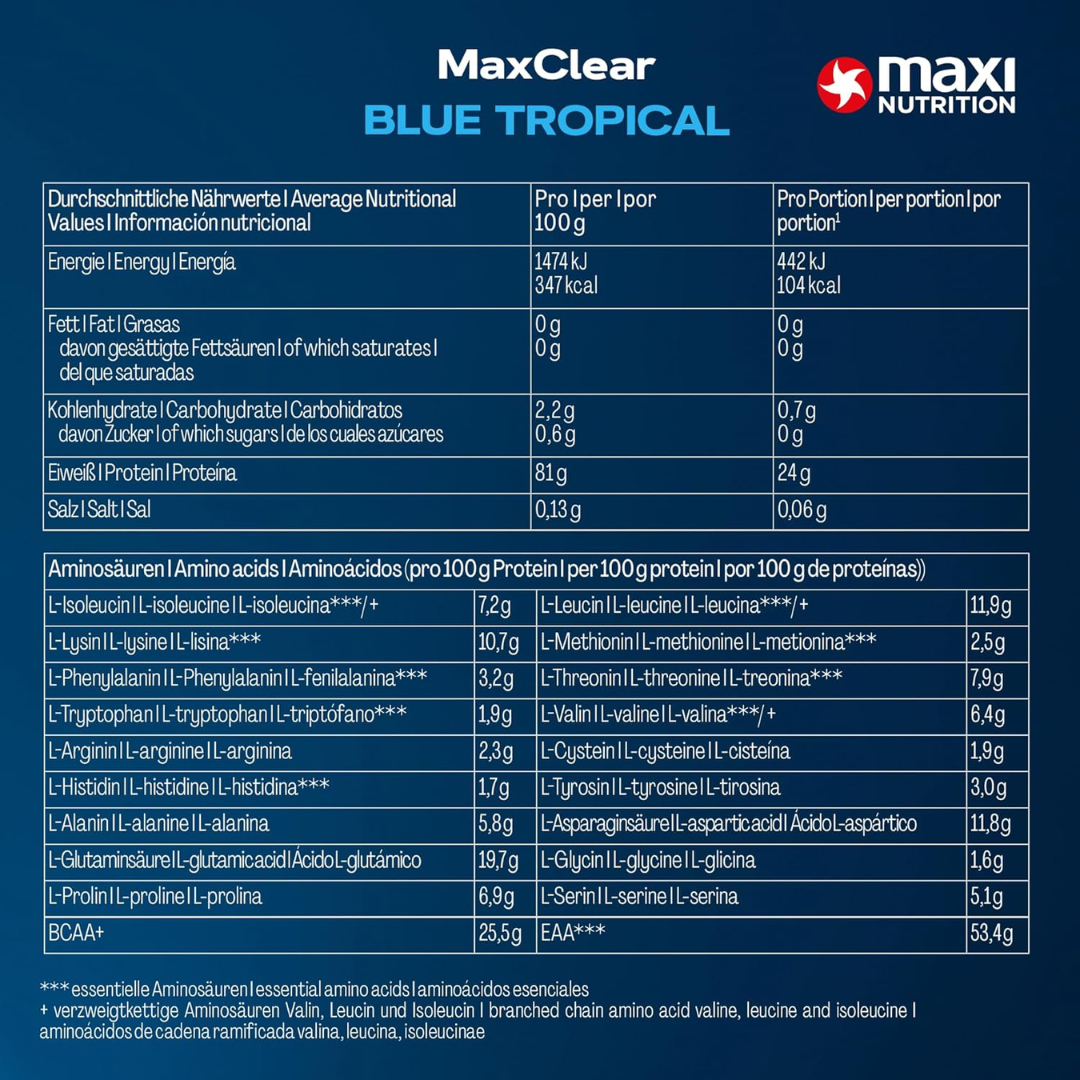 MaxiNutrition MaxClear 300g Blue Tropical