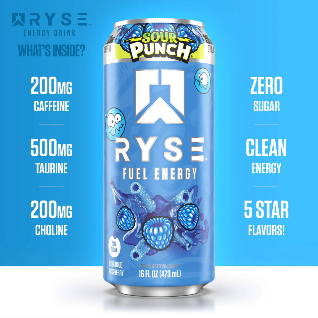 RYSE Fuel Energy 12x473ml Sour Punch Blue Raspberry
