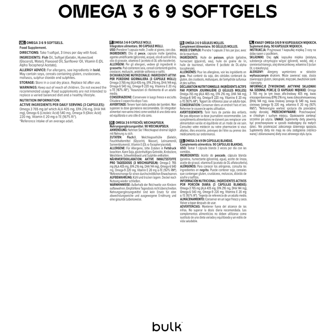 Bulk Omega 3 6 9 1000mg 90 Softgels