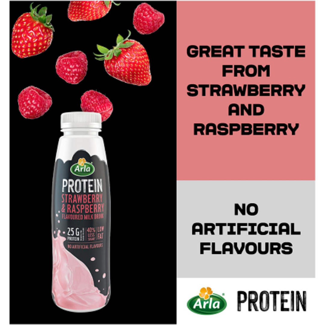 Arla Protein Protein Shake 8x482ml Strawberry & Raspberry
