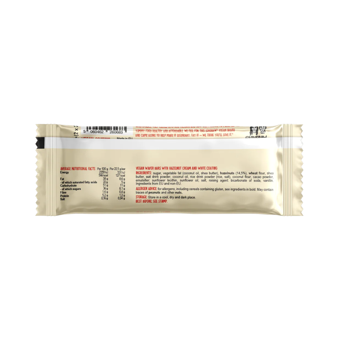 LoveRaw Vegan Cre&m Filled Wafer Bar 12x45g White Choc