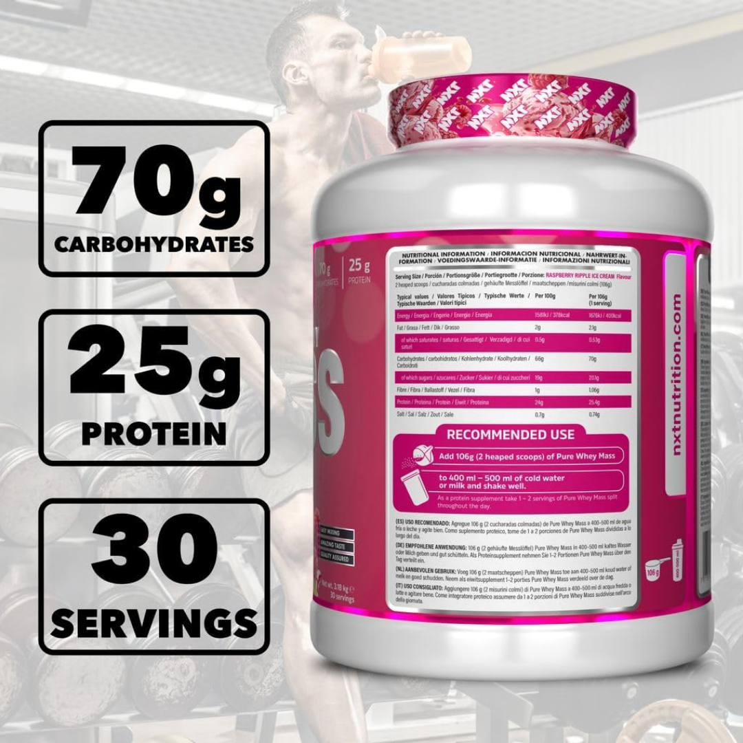 NXT Nutrition NXT Pure Whey Mass 3.18kg Raspberry Ripple Ice Cream