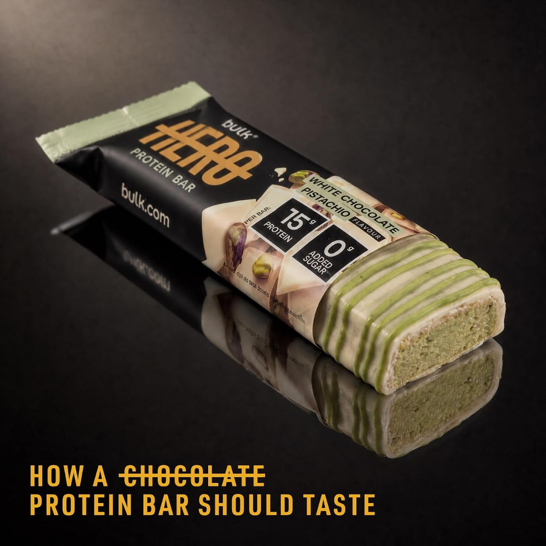 Bulk Hero Protein Bar 12x50g White Chocolate Pistachio