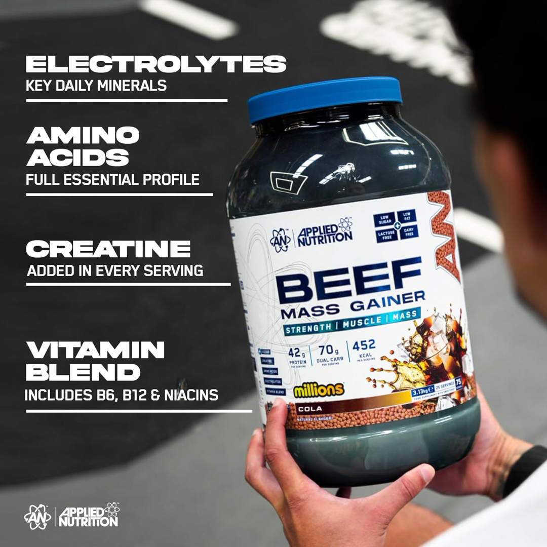 Applied Nutrition Beef Mass Gainer 3.13kg Blackcurrant Millions