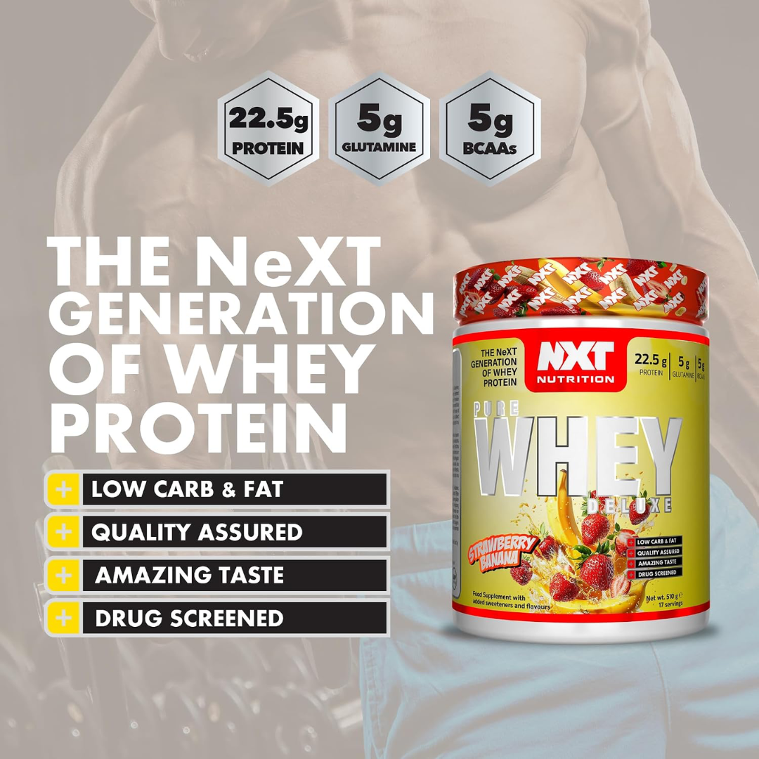 NXT Nutrition Pure Whey Deluxe 510g Strawberry Banana
