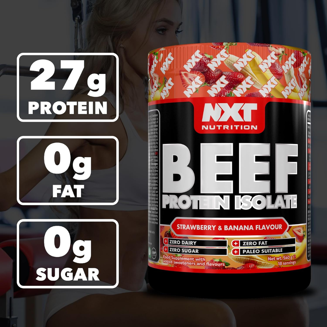 NXT Nutrition Beef Protein Isolate 540g Strawberry Banana