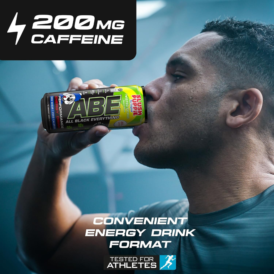 Applied Nutrition ABE (All Black Everything) Carbonated Can 12x330ml Slush Puppie Twist