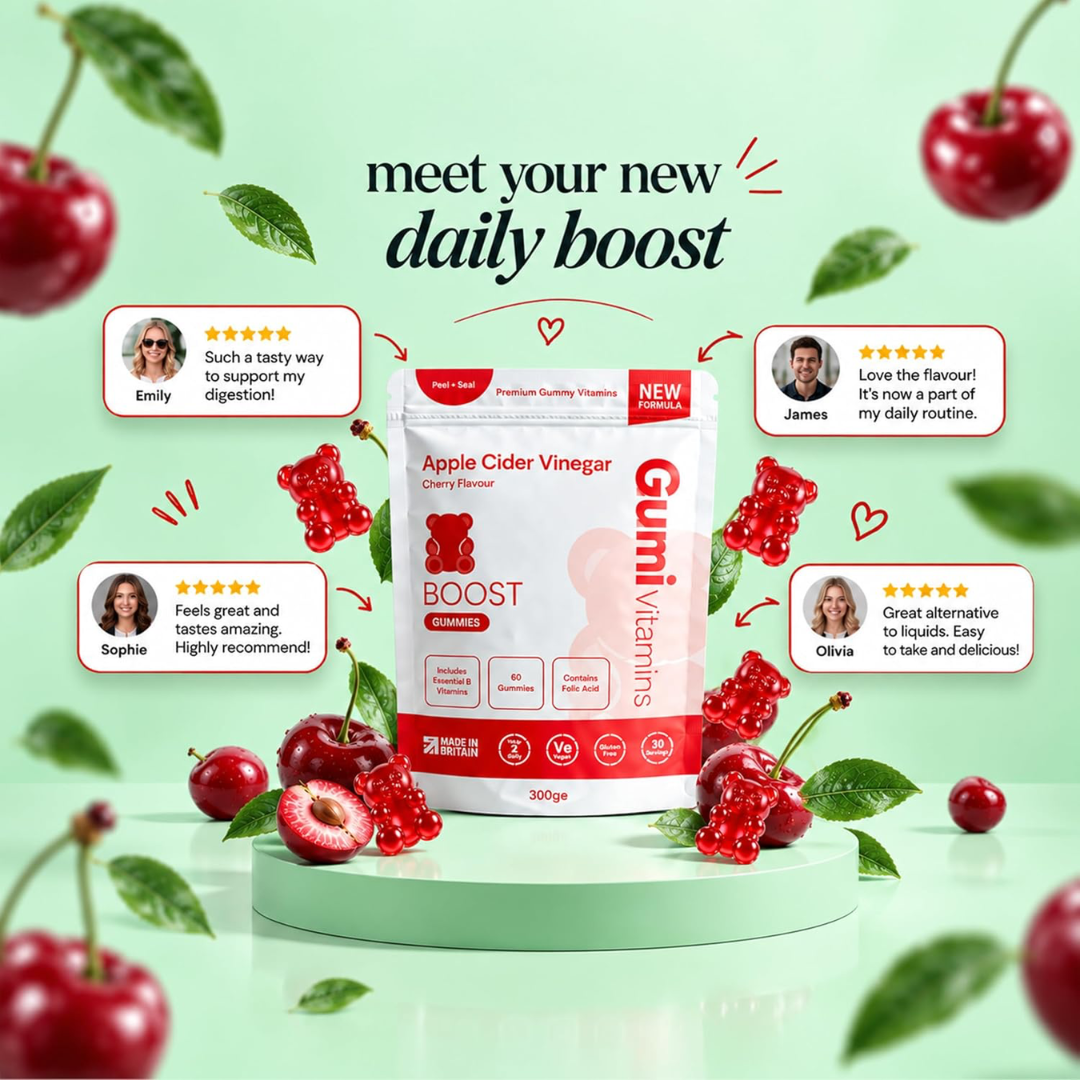 Gumi Vitamins BOOST - Apple Cider Vinegar Gummies 300g Cherry