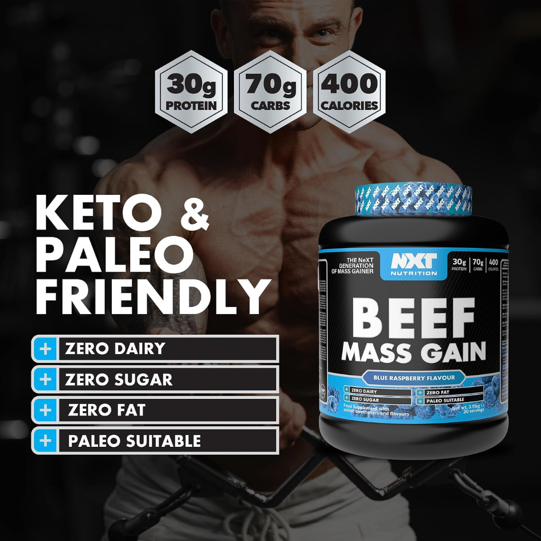 NXT Nutrition Beef Mass Gain 3.15kg Blue Raspberry