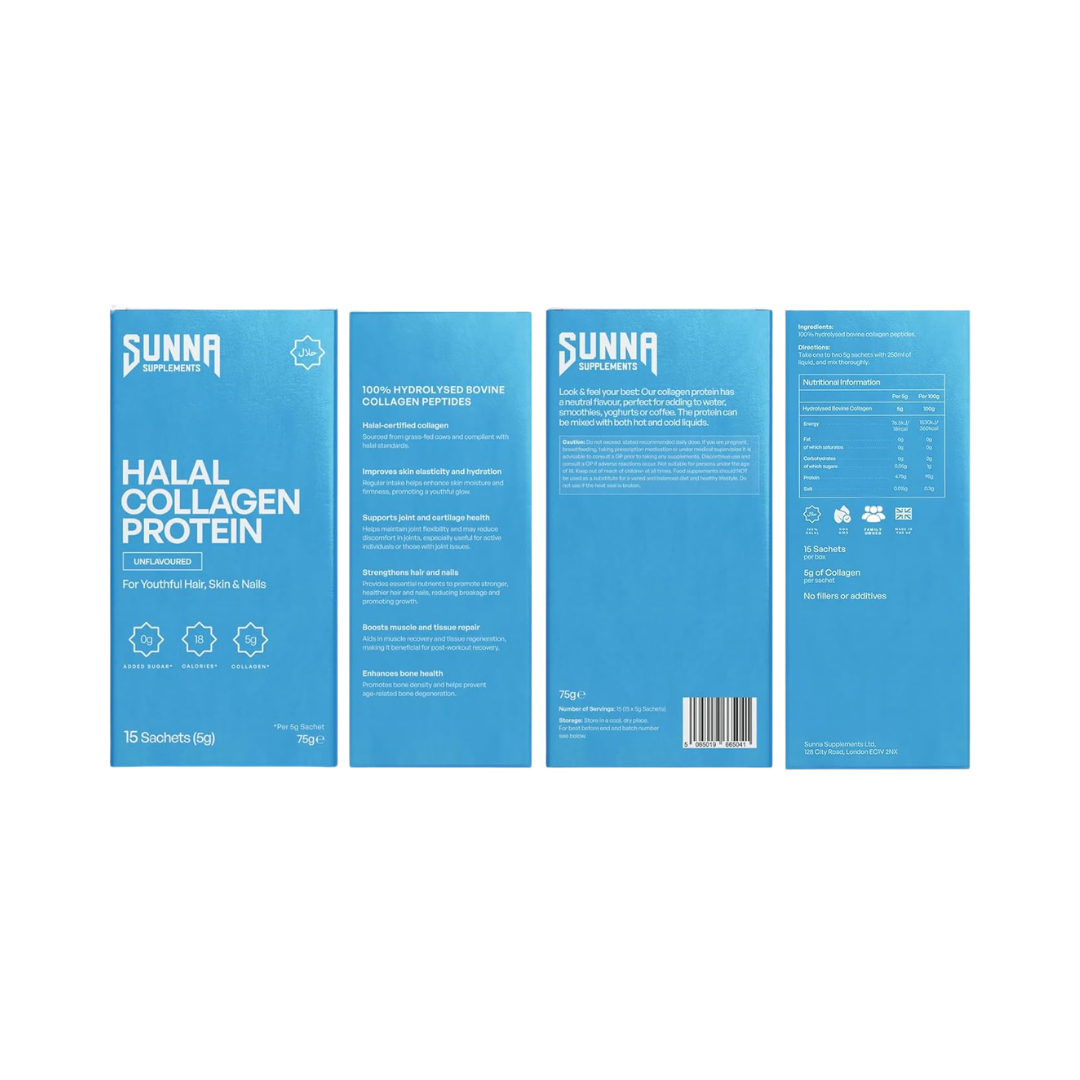 Sunna Supplements Halal Collagen Protein Sachets 15x5g Unflavoured