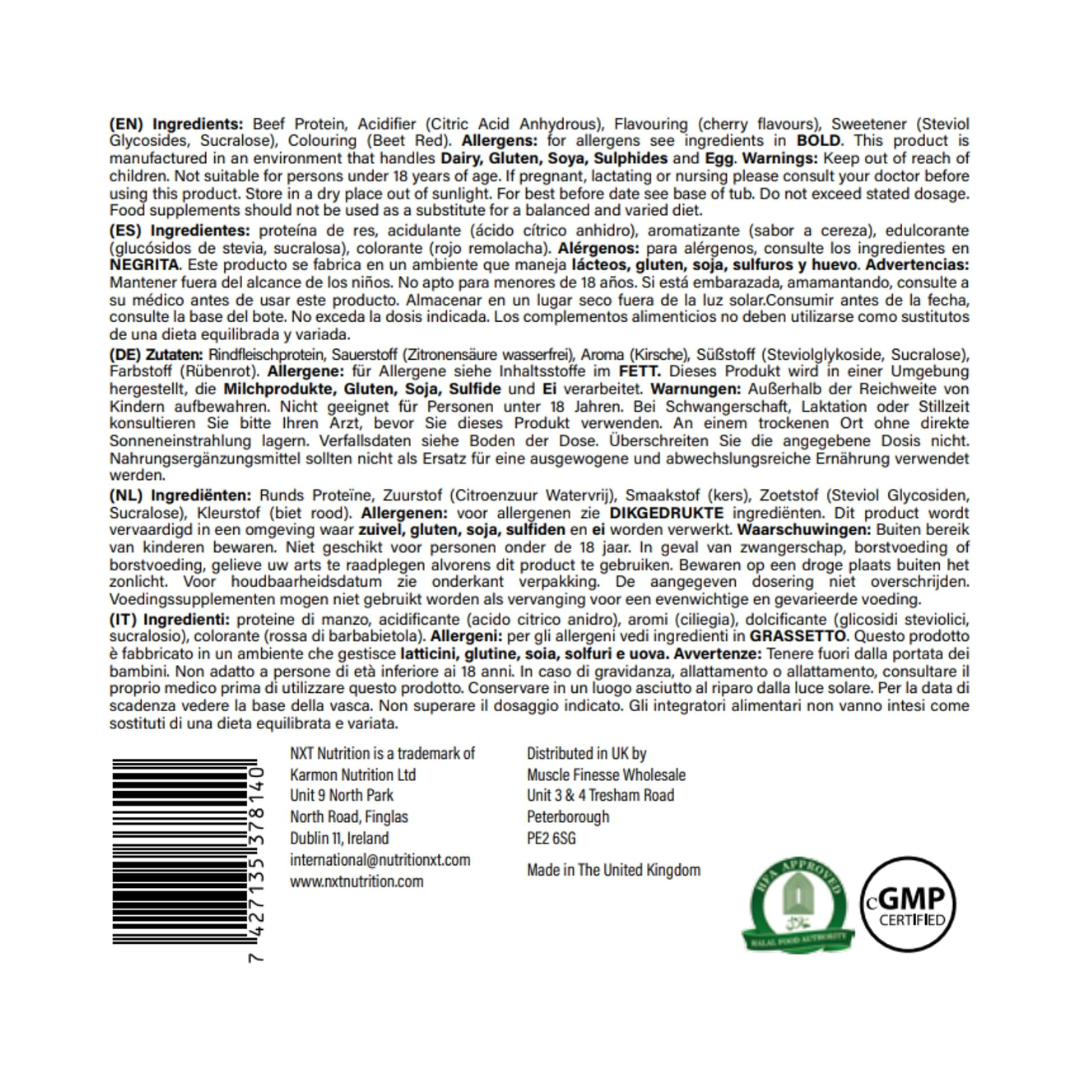 NXT Nutrition Beef Protein Isolate 1.8kg Cherryade