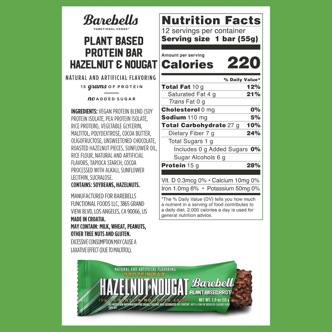 Barebells Vegan Protein Bar 12x55g Hazelnut Nougat