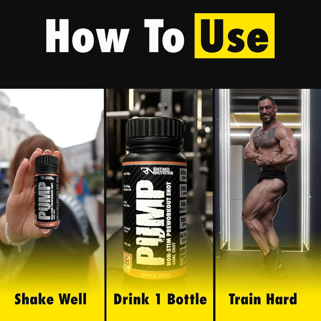 Refined Nutrition PUMP Non-Stim Pre-workout Shots 12x60ml Tropical Freeze