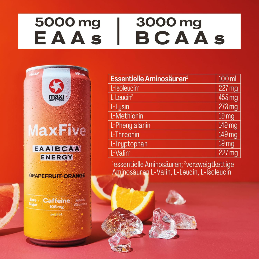 MaxiNutrition MaxFive Energy Drink 12x330ml Grapefruit Orange