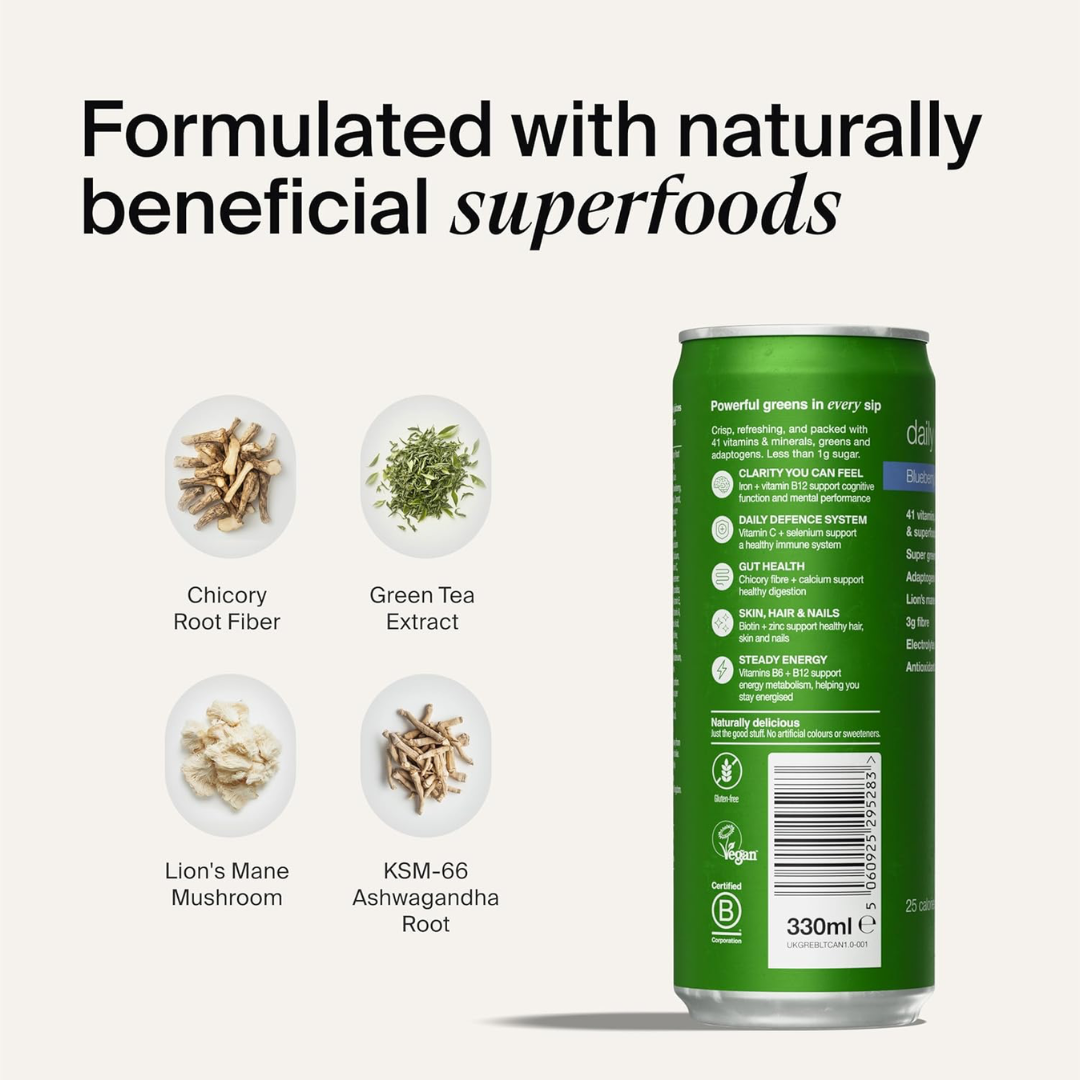 Huel Daily Greens RTD 12x330ml Blueberry, Lemon & Thyme