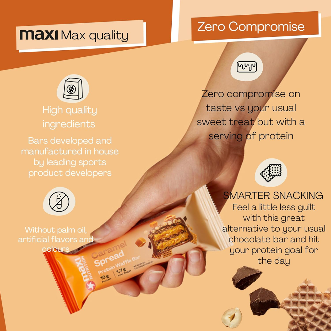 MaxiNutrition Protein Waffle Bar 12x40g Caramel Spread