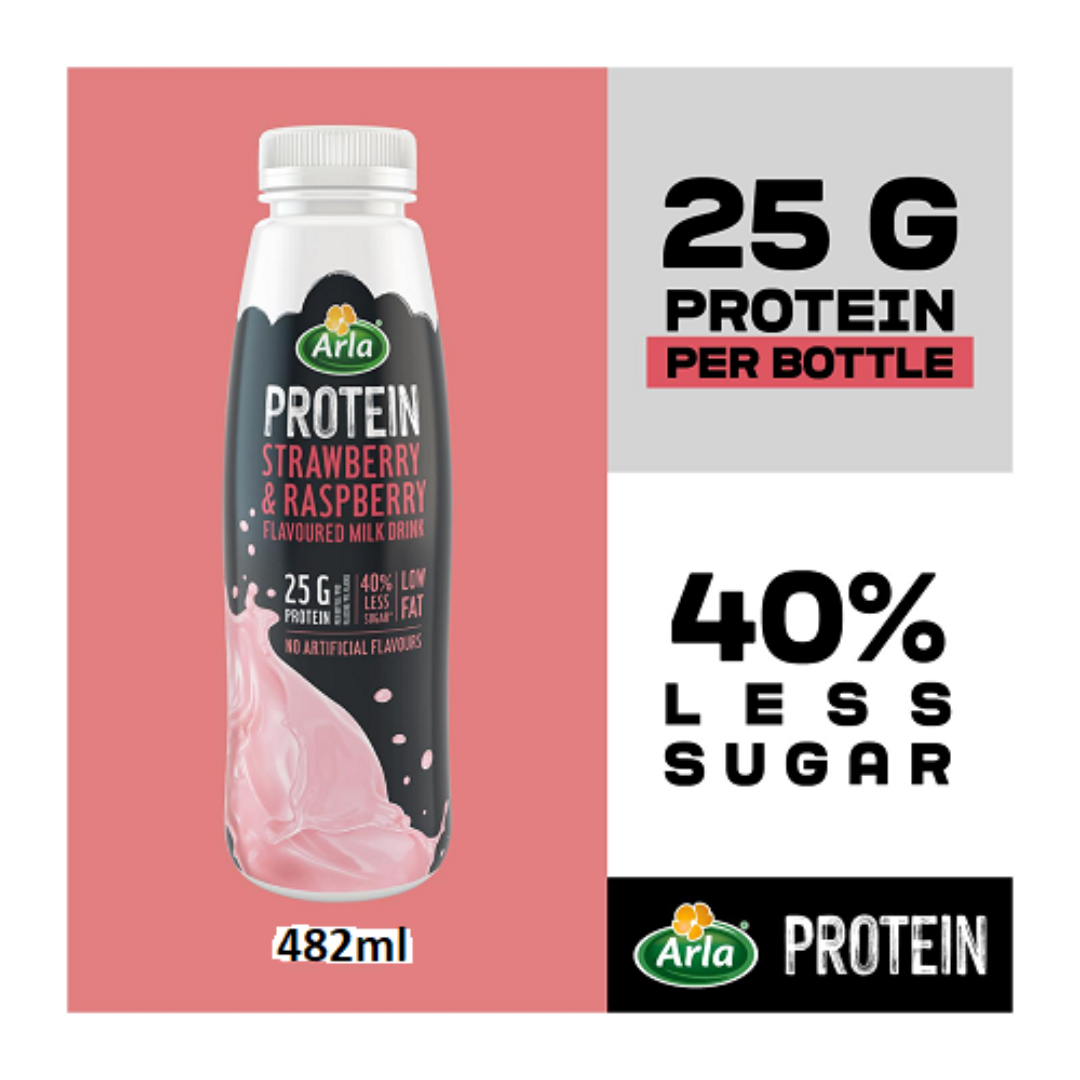 Arla Protein Protein Shake 8x482ml Strawberry & Raspberry