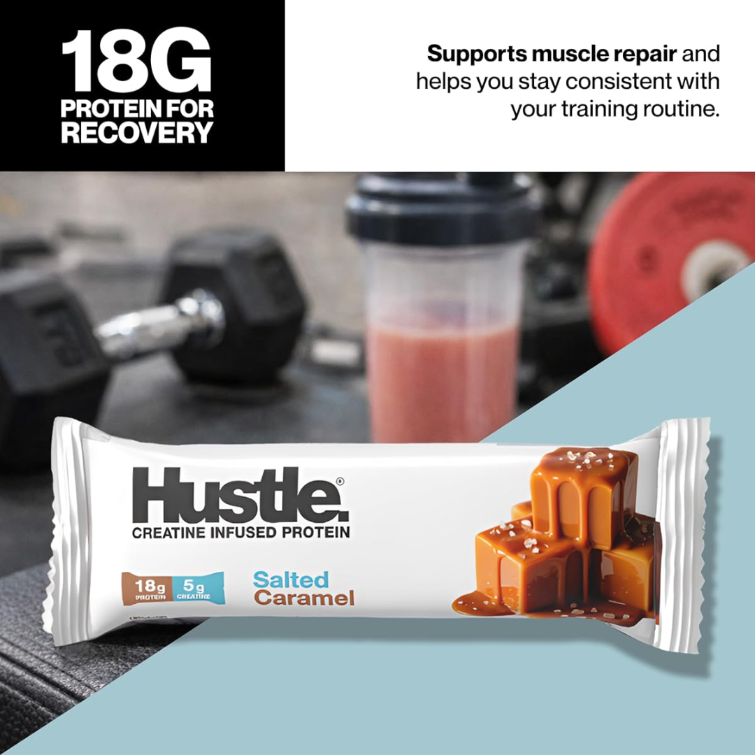 Hustle Creatine Protein Bar 12x75g Salted Caramel