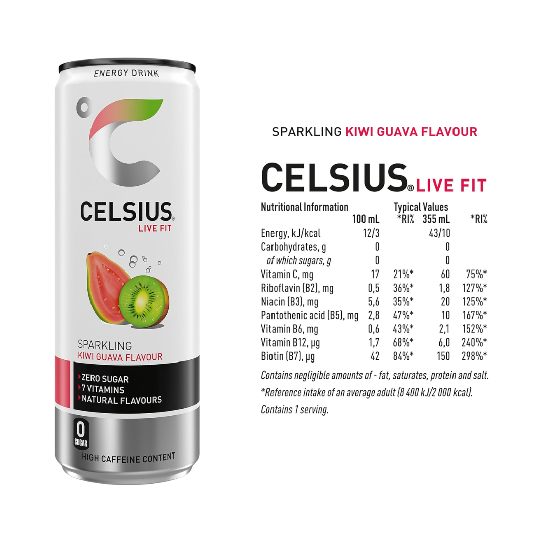 Celsius Energy Drink 12x355ml Kiwi Guava